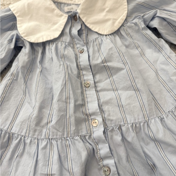 Zara Sweet Baby Girl 100% Cotton Peter Pan Collar Baby Ble Dess - Size 18 Months - Picture 2 of 4